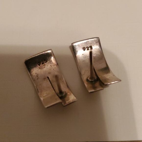 Abstract Sterling Silver Earrings - Picture 3 of 3